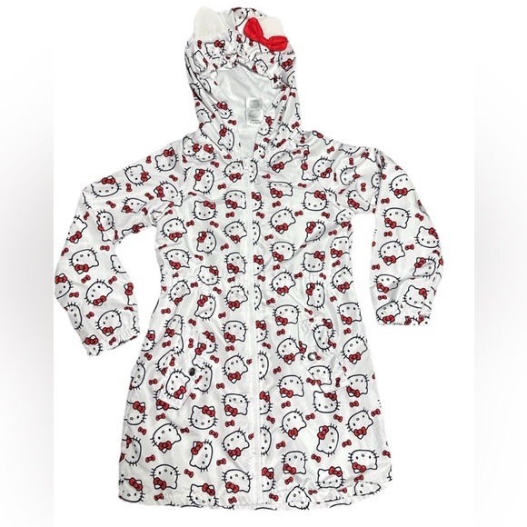 Hello Kitty Girls White & Red Hooded Jacket Size 10 Lightweight Coat - Picture 1 of 3